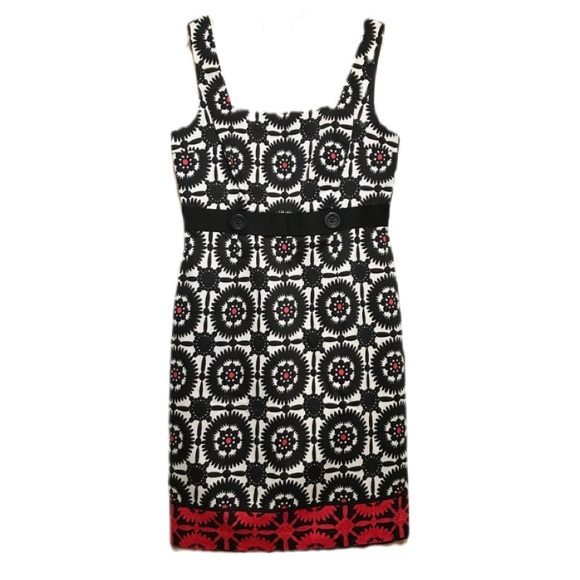 London Style Women’s Sleeveless Career Dress Black/White/Coral Size 10 - Picture 4 of 7